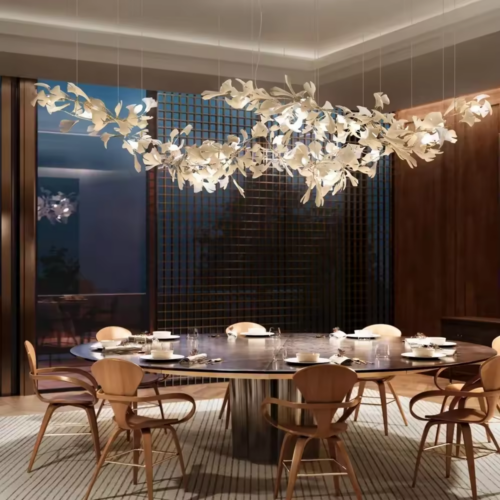 Nordic Creative Glass Flower Leaf Chandelier Custom Lighting Project