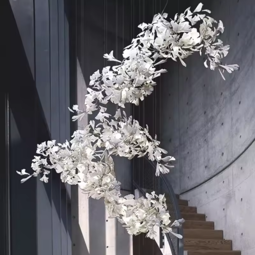 Nordic Creative Glass Flower Leaf Chandelier Custom Lighting Project