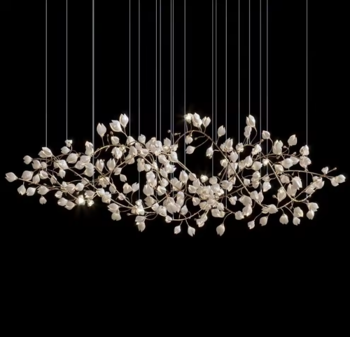 Nordic Creative Glass Flower Leaf Chandelier Custom Lighting Project