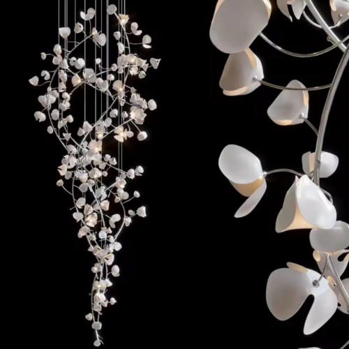 Nordic Creative Glass Flower Leaf Chandelier Custom Lighting Project