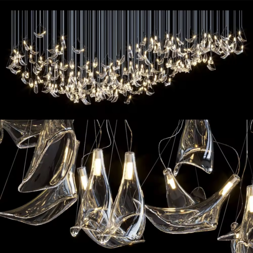 Custom-Made Glass Chandelier for Hotel Bar