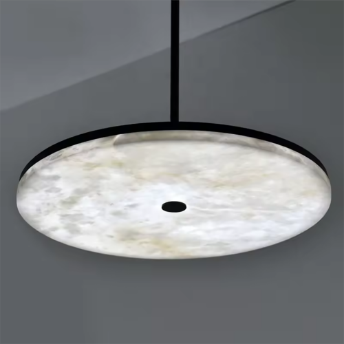 Custom Circle Natural Marble Dining Room Pendant Light