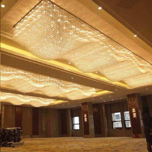 Modern Crystal Rectangle Chandelier for Banquet Hall Hotel