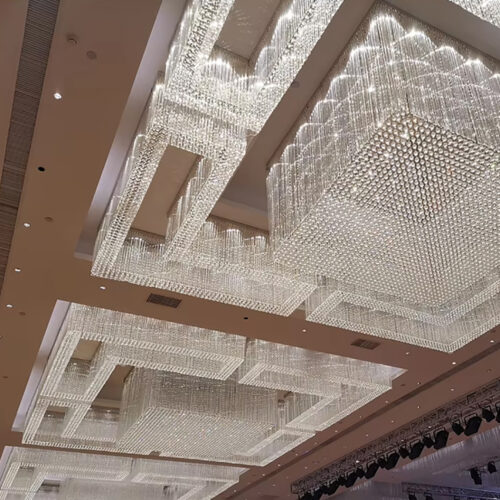 Customized Crystal Rectangular Ceiling Chandelier