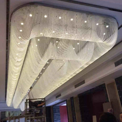 Modern Crystal Rectangle Chandelier for Banquet Hall Hotel