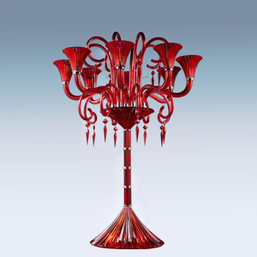 Add a touch of romance to your wedding with our Red Crystal Candelabra—vibrant and elegant, it creates a stunning centerpiece for your special day.