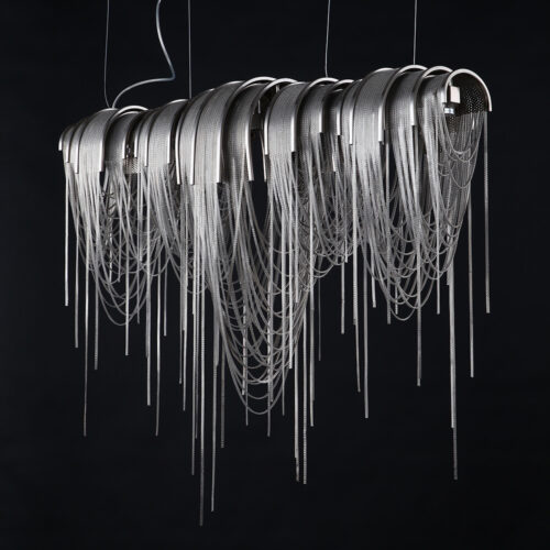 Modern Silver Chain Pendant Lights for High Ceilings