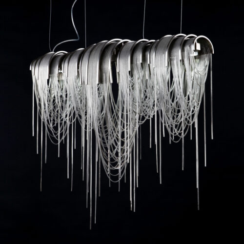 Modern Silver Chain Pendant Lights for High Ceilings