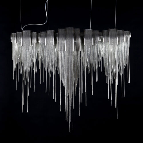 Modern Silver Chain Pendant Lights for High Ceilings