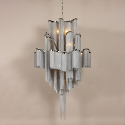 Luxury Long Hollow Aluminum Chain Chandeliers for Staircases & Villas