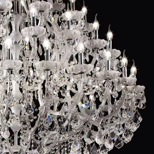 Luxury Large Silver Hanging Crystal Chandelier For Wedding Decoration