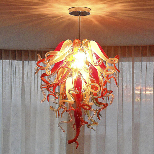 Dramatic Fancy Color Hand Blown Chandelier for Indoor Lighting