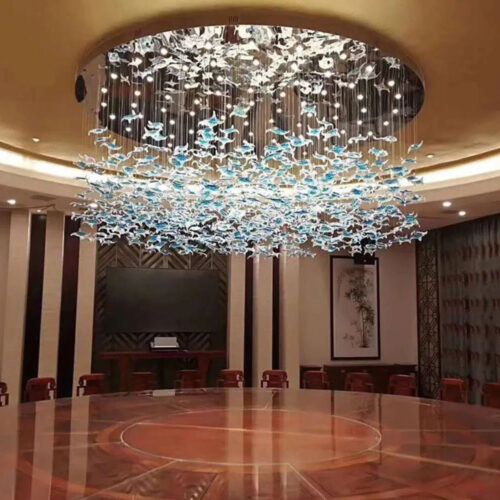 Elegant Butterfly Leaves Chandelier for Hotel Living Rooms