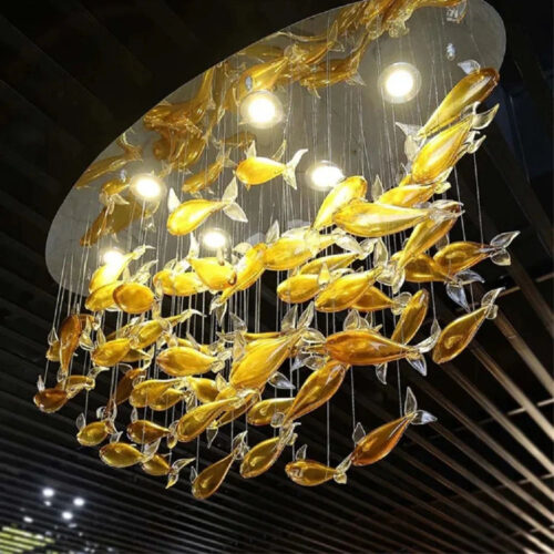 Golden Fish Sculpture Modern Chandelier - Best Seller