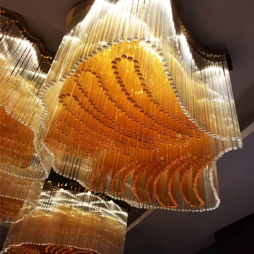 Bespoke Glass Leaves Shape Chandelier for Wedding Banquets