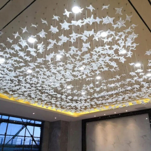 Elegant Butterfly Leaves Chandelier for Hotel Living Rooms