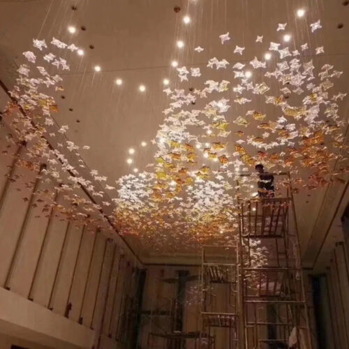 Elegant Butterfly Leaves Chandelier for Hotel Living Rooms