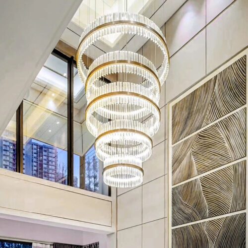 High Ceiling Staircase Foyer Long Hanging Lights Fixture