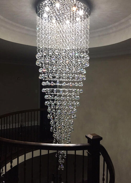 Modern Luxury Indoor Large Round Stairwell Stair Crystal Chandelier