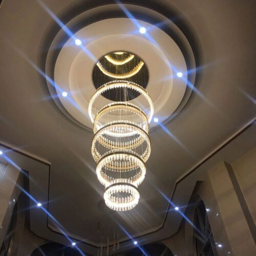 High Ceiling Staircase Foyer Long Hanging Lights Fixture