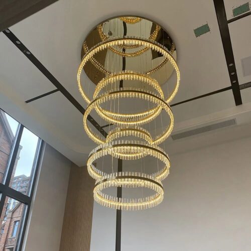 High Ceiling Staircase Foyer Long Hanging Lights Fixture