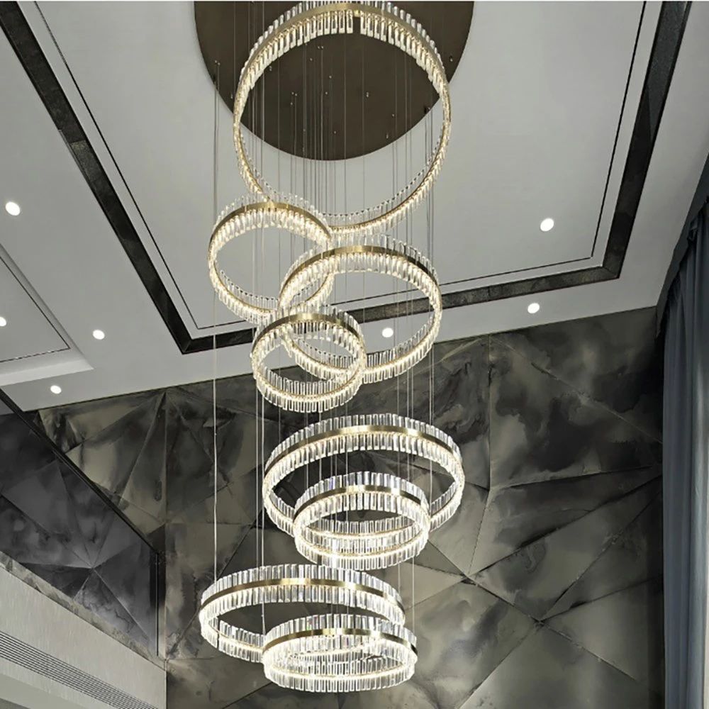 High Ceiling Staircase Foyer Long Hanging Lights Fixture