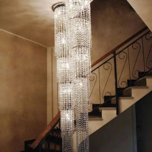 Modern Luxury Indoor Large Round Stairwell Stair Crystal Chandelier