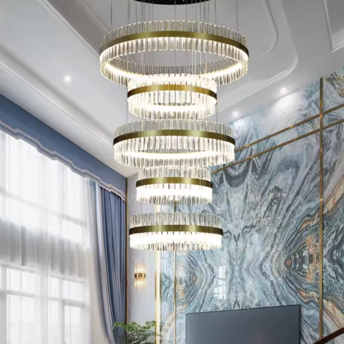 High Ceiling Staircase Foyer Long Hanging Lights Fixture