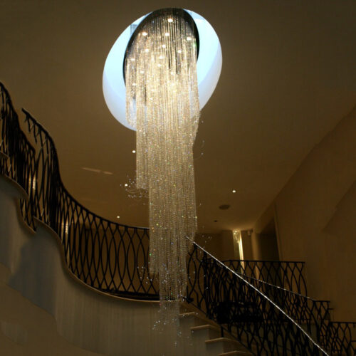 Modern Luxury Indoor Large Round Stairwell Stair Crystal Chandelier