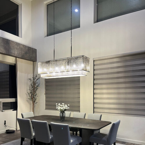 Illuminate your dining room ceilings with a modern chandelier.