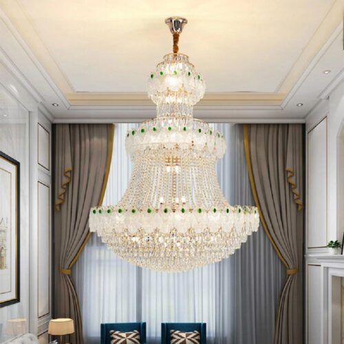 Modern Building Luxury Stairs Long Crystal Chandelier