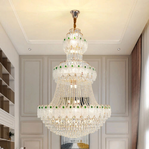 Modern Building Luxury Stairs Long Crystal Chandelier