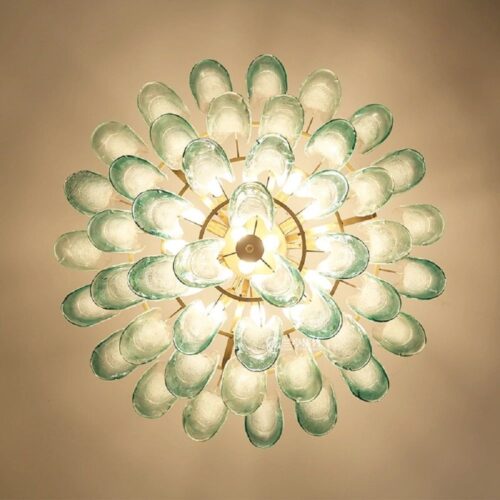 Italy Design Murano Glass Round Green Leaf Chandelier