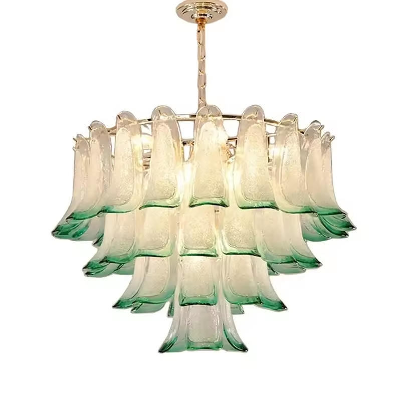 Italy Design Murano Glass Round Green Leaf Chandelier