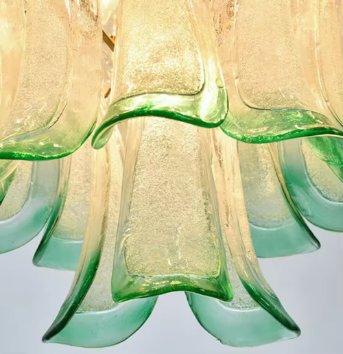 Italy Design Murano Glass Round Green Leaf Chandelier