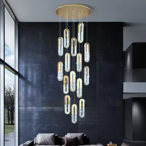 Duplex Villa Stairwell Living Room Simple Crystal Chandelier