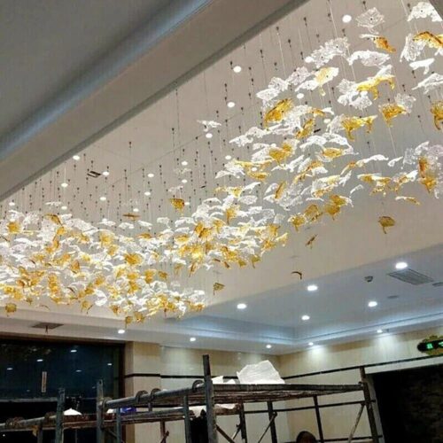 Customized Maple Leaf Hotel Banquet Hall Lighting Fixtures