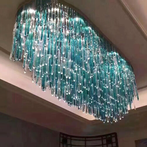 Modern Green Blue Blown Glass Chandelier for Hotel Lobby Living Room