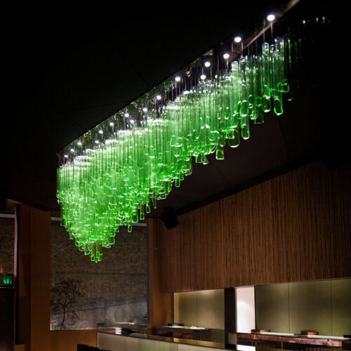 Modern Green Blue Blown Glass Chandelier for Hotel Lobby Living Room