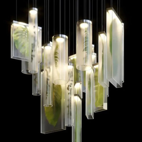 Modern LED Glass Chandeliers for Hotel Lobby