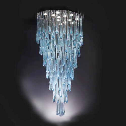 Modern Green Blue Blown Glass Chandelier for Hotel Lobby Living Room