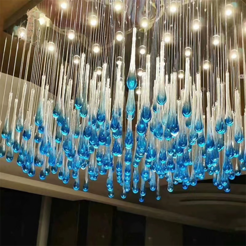 Modern Green Blue Blown Glass Chandelier for Hotel Lobby Living Room