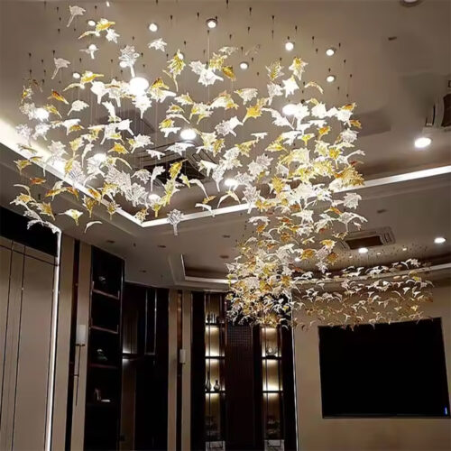 Customized Maple Leaf Hotel Banquet Hall Lighting Fixtures