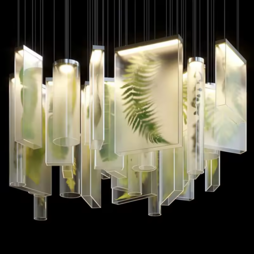 Modern LED Glass Chandeliers for Hotel Lobby