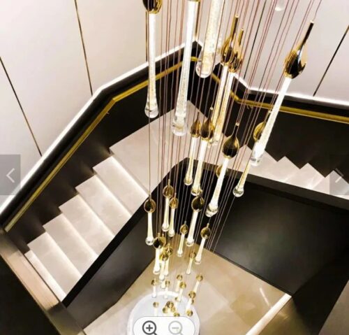 Staircase Entrance Rain Drop Big Size Crystal Hanging Lighting