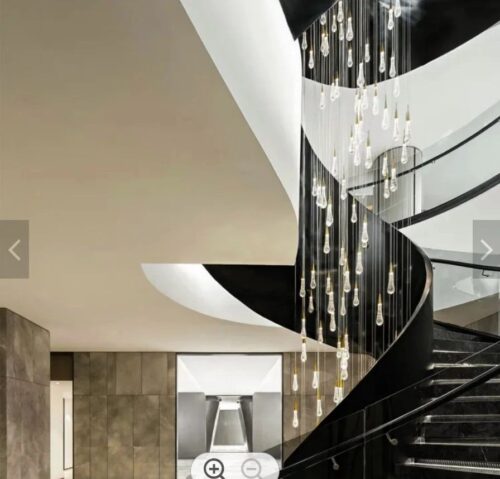 Staircase Entrance Rain Drop Big Size Crystal Hanging Lighting