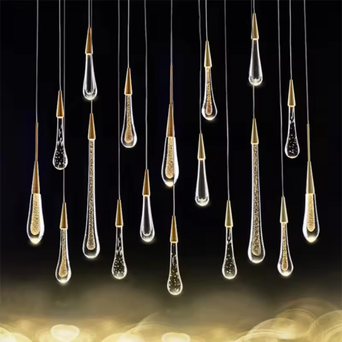 Staircase Entrance Rain Drop Big Size Crystal Hanging Lighting