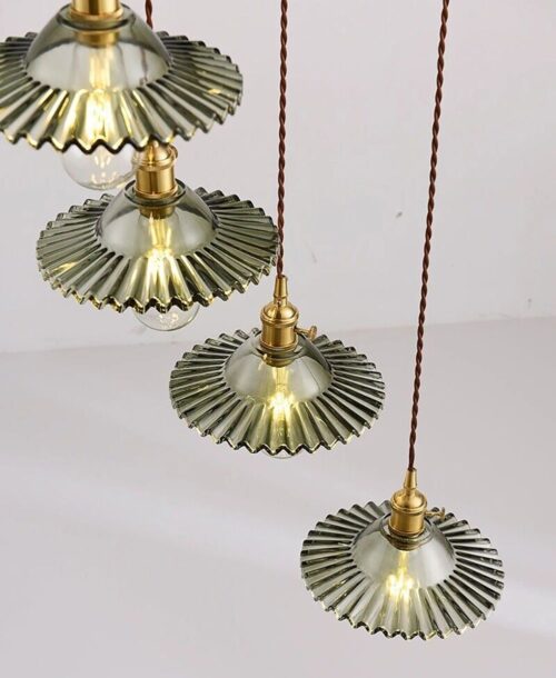 Vintage Single Hanging Crystal Glass Shade Pendant Light