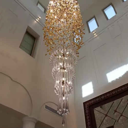 Long Chain Modern Crystal Chandelier For Villa Staircase