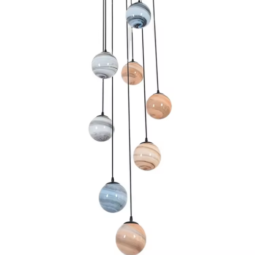 Creative Blue And Orange Color Glass Ball Ceiling Pendant Light